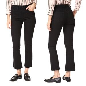 Baldwin Jeans Womens Size 25 Black Maxwell Mid Rise Cropped Flare Raw Hem Denim